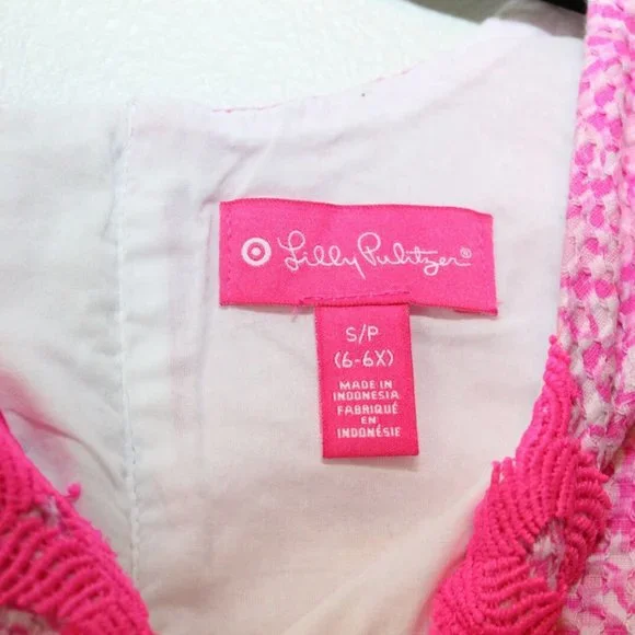 Lilly Pulitzer For Target Textured Shift Dress Pink Girl's Size 6 6X H13611 - Picture 4 of 11